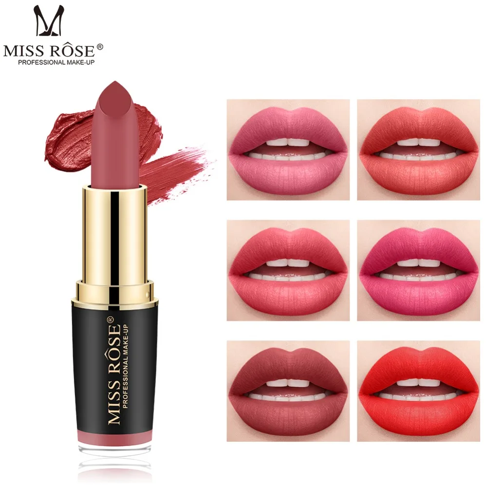 

MISS ROSE 6 Colors Red Velvet Lipstick Waterproof Batom Matte Lip stick Easy to Wear Makeup Cosmetics