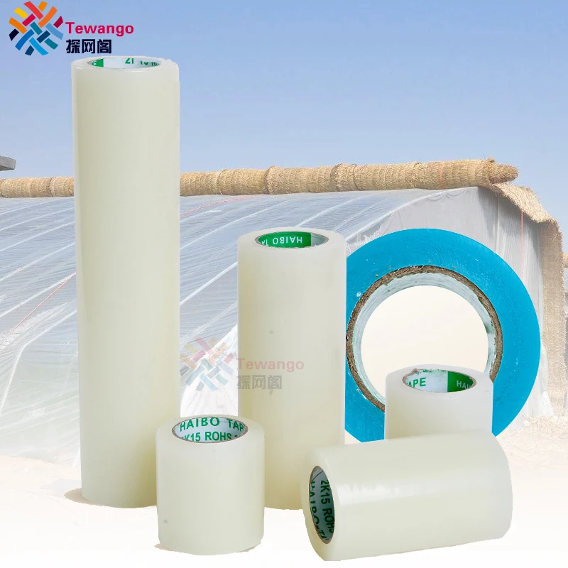 

Tewango Polythene Tunnel Greenhouses Repair Tape 10cm x 10M/20CM x 10M Extra Strong UV Polythene Patch Clear Blue