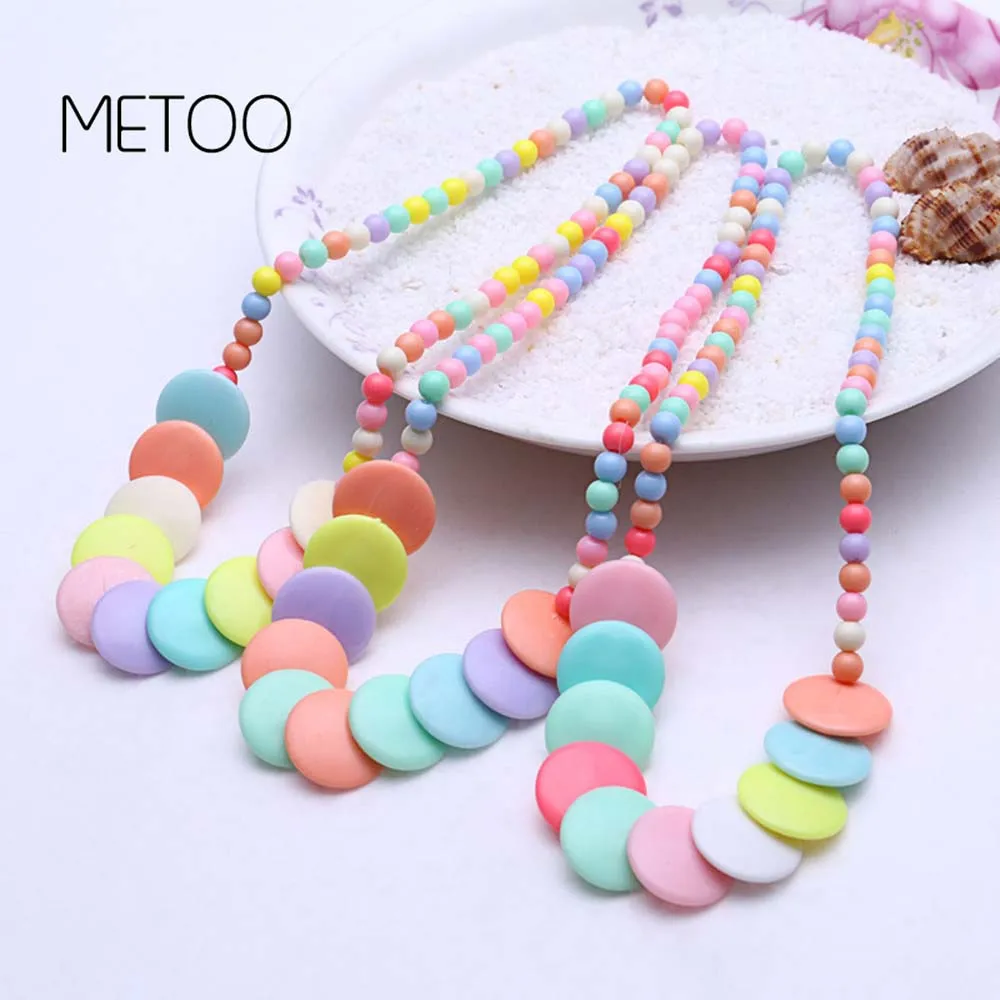 

METOO necklace sets for women necklace geometric necklac Bracelet Baby Safe Resin Chain Princess necklace kids Children Jewelry