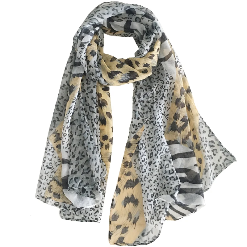 

2019 Lightweight Fashion Women's Scarf White Leopard Print Polyester Spring Summer Beach Long Soft Sheer Shawl And Warp 180*75cm