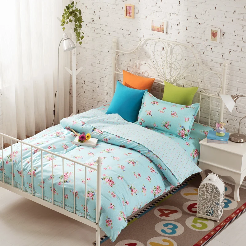 3pcs Rose Bedding Light Blue Bedding Best Bed Sheets Custom