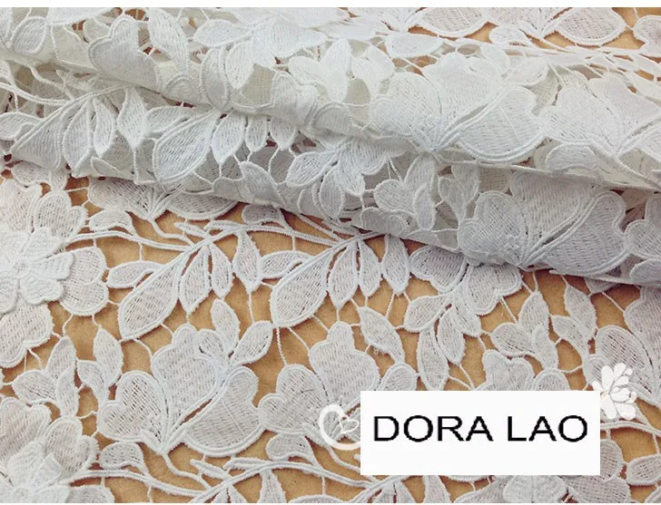 110 см широкий белый цветок вышитые кружева ткань для платья рубашки одежды diy материал
