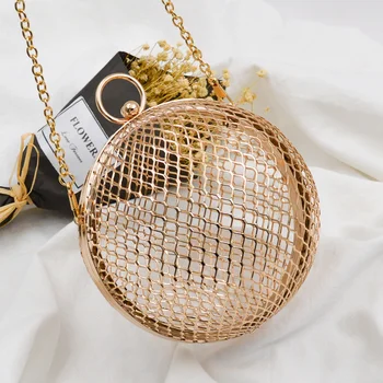 

2019 European and American New Spiral Champagne Color Hardware Ball Dinner Bag Fashion Shoulder Oblique Carry Women Bag