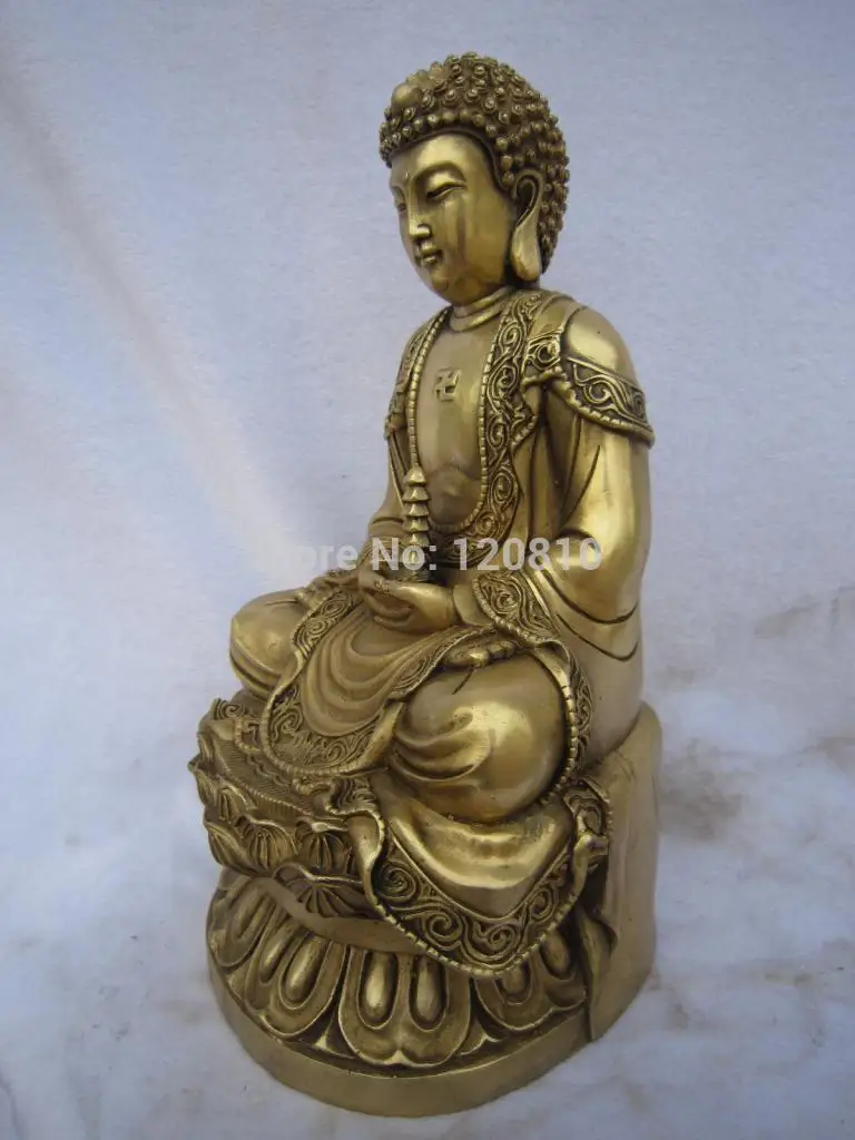 

11" Chinese Tibet Buddhism Bronze Shakyamuni Sakyamuni Buddha Lotus Stupa Statue
