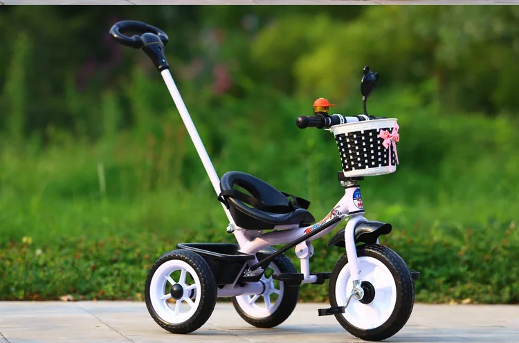 Трехколесная детская коляска, детский трехколесный велосипед, трицикл, толкатель, регулируемая велосипедная коляска с зонтиком для детей от 18 месяцев до 6 лет