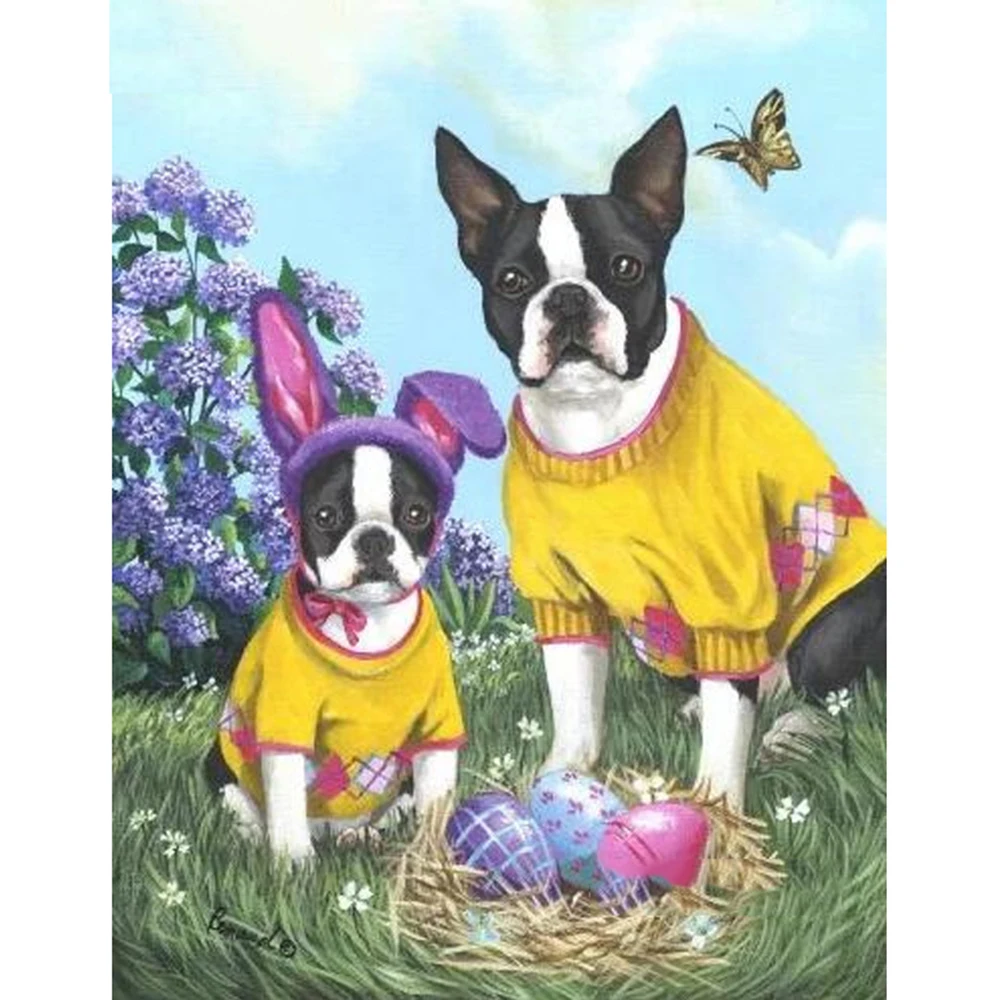 5D DIY мозаичные кристаллы алмазная вышивка полная квадратная живопись Boston Terrier