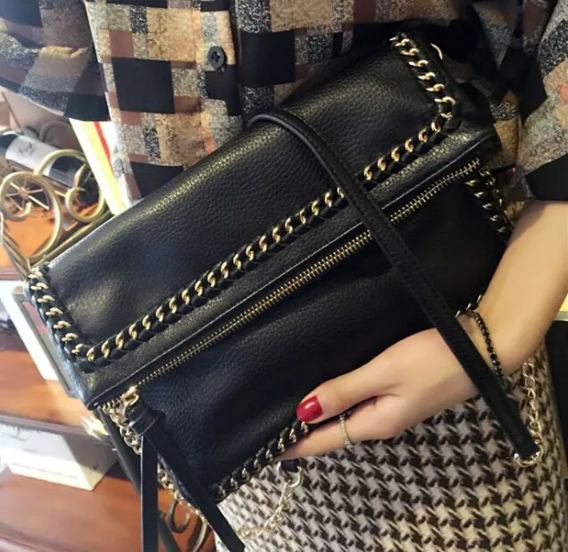 

2016 Direct Selling Sale Europe And The Personality Woven Chain Folding Hand Bag One Shoulder Inclined Across Joker Handbags