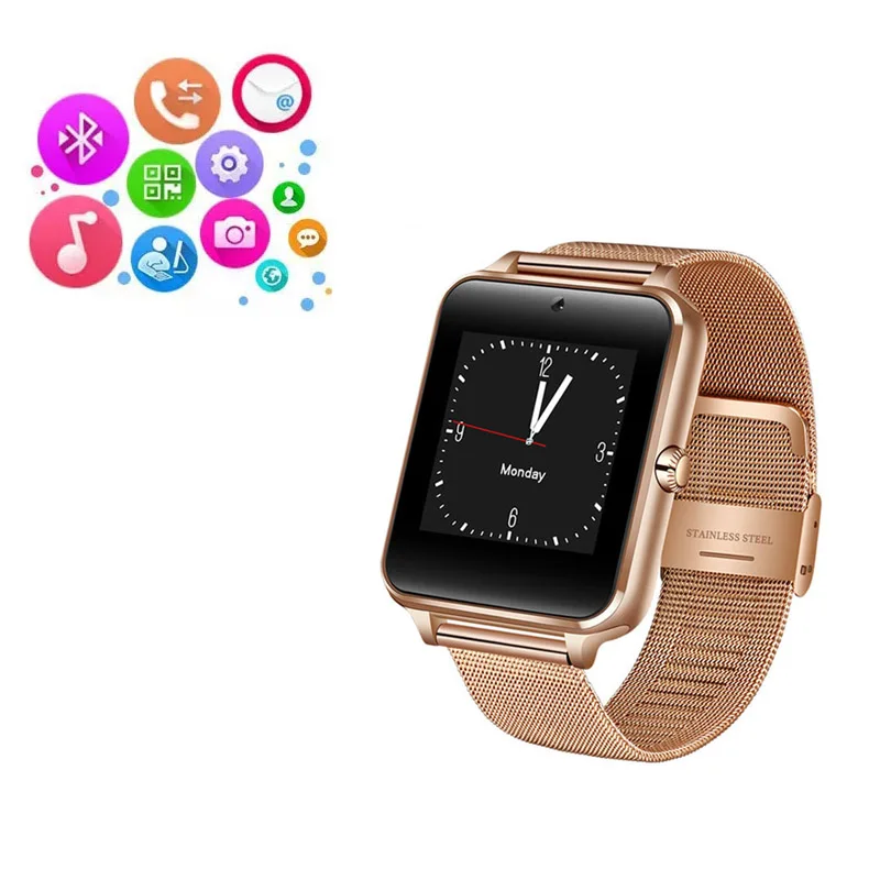 

Smart Watch Men Women Bluetooth Stainless Steel Band Wrist Smartwatch Support SIM TF Card Watches For Android ios Male band