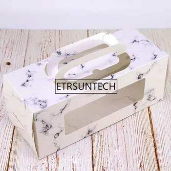 

100pcs/lot Kraft paper Portable Cake Box With Window Towel Rolling Packaging Boxes Wedding Party Gift Boxes Supplies Wholesale