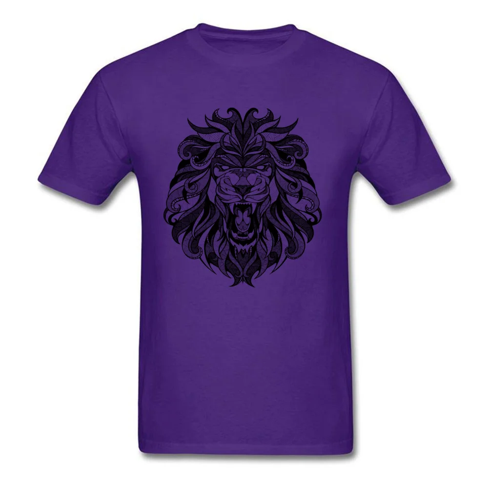 Angry Lion Drawing Unique Summer Fall 100% Cotton O Neck Youth Tops & Tees Tee Shirts 2018 Hot Sale Short Sleeve T-shirts Angry Lion  Drawing purple