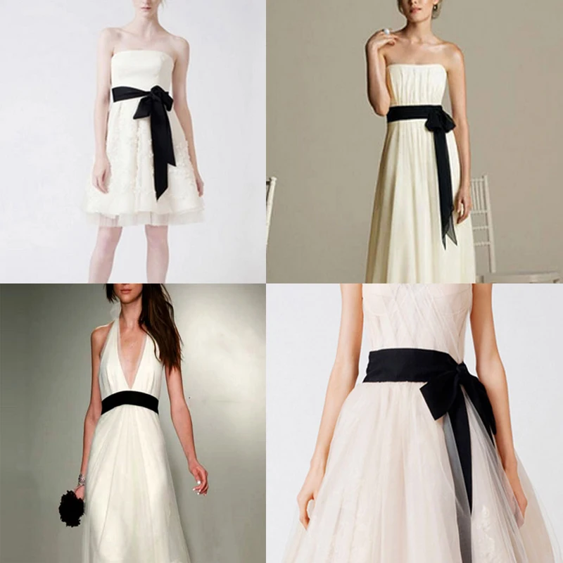 Women-Sweet-Bowknot-Satin-Ribbon-Waistband-DIY-Silk-Sash-black-Waist ...