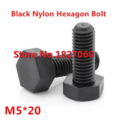 

100 Pieces M5*20 Black Nylon Hexagon Socket Bolt Plastic Hex Head Set Screw
