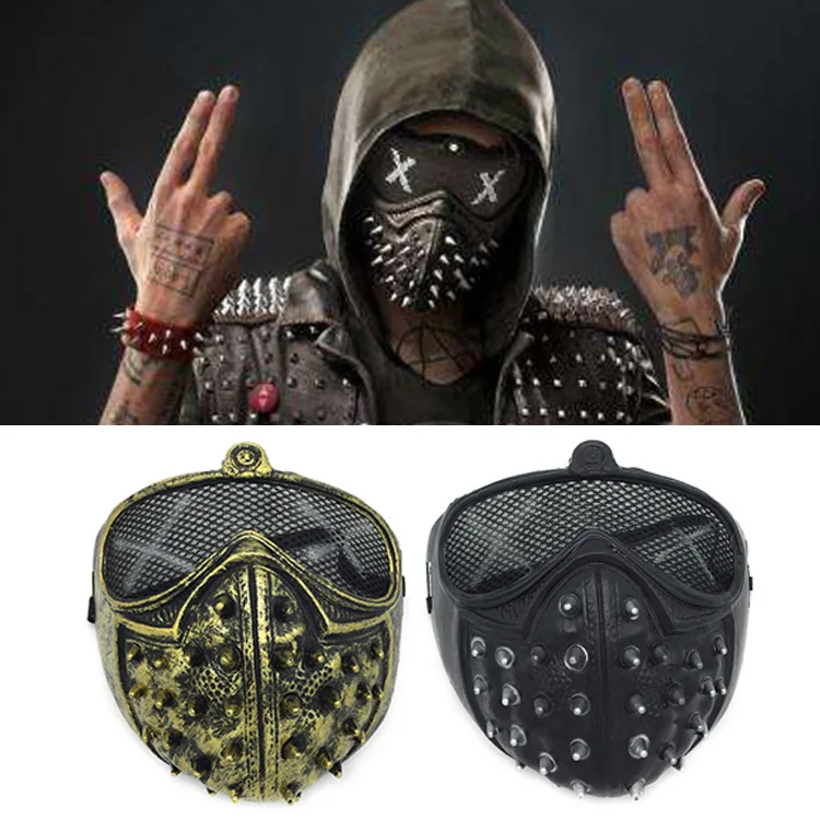

New/Watch Dogs/ Mask Pvc Gothic Punk Rivet Game Cosplay Mask Half Face Adult Halloween Party Props Mask