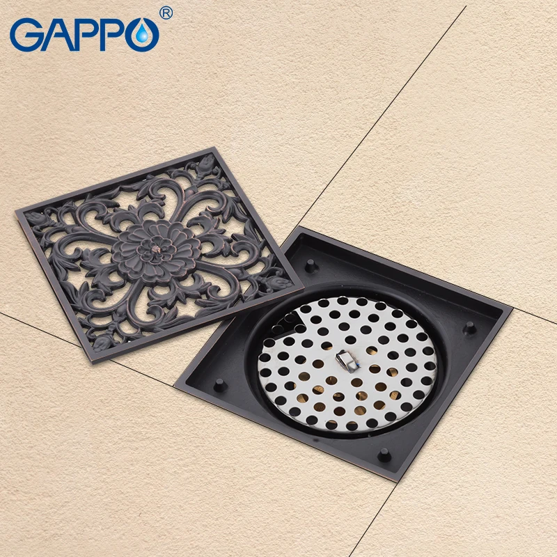 GAPPO black Drains bathroom drain shower floor drain brass floor cover chrome plugs shower drain