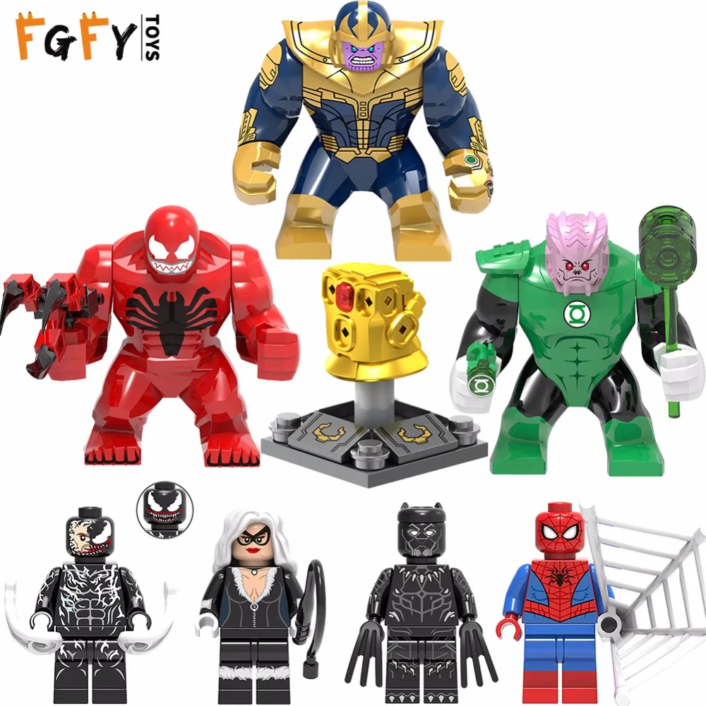 LEGOINGLYS duplos Marvel Super Heros big size Thanos Venom Iron Man Green Lantern Kilowog Building Block Brick Toys for Children