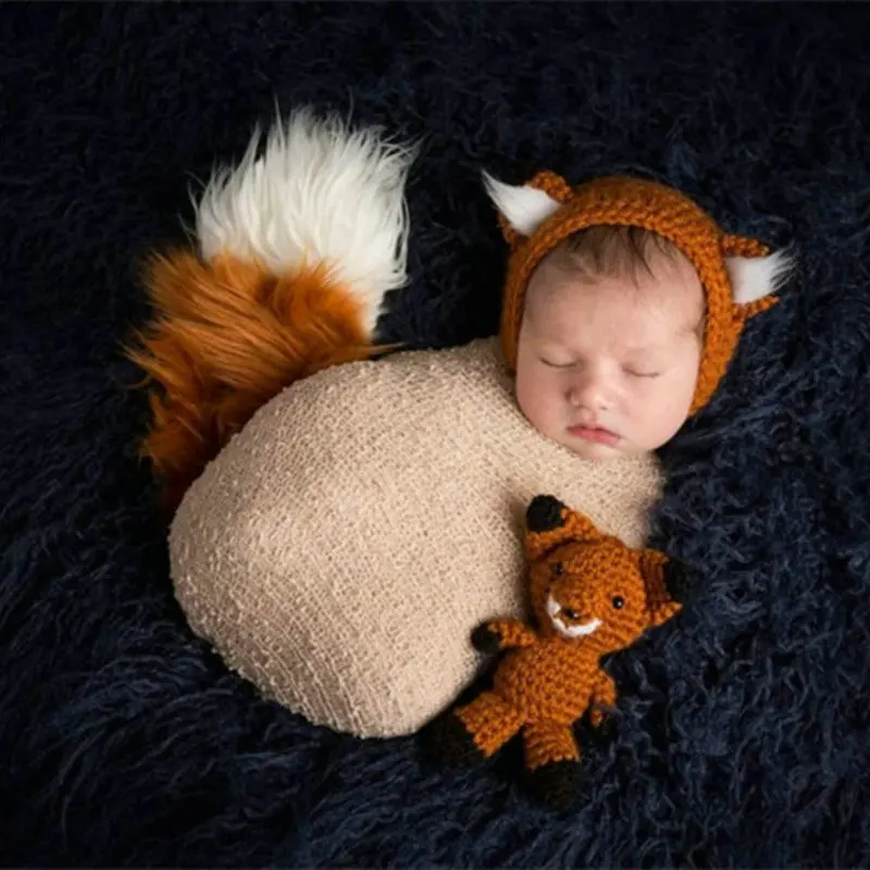2pcs/set Newborn Baby Photography Props Shoot Fox Crochet Knitting Costume Hat+Fox Dolls Photo Wrap Matching Accessories Clothes
2pcs/set Newborn Baby Photography Props Shoot Fox Crochet Knitting Costume Hat+Fox Dolls Photo Wrap Matching Accessories Clothes