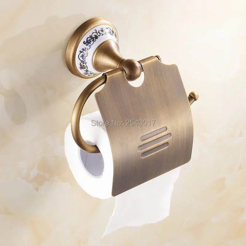 High Quality Copper Brass Toilet Paper Holder Wall Mounted Ceramic