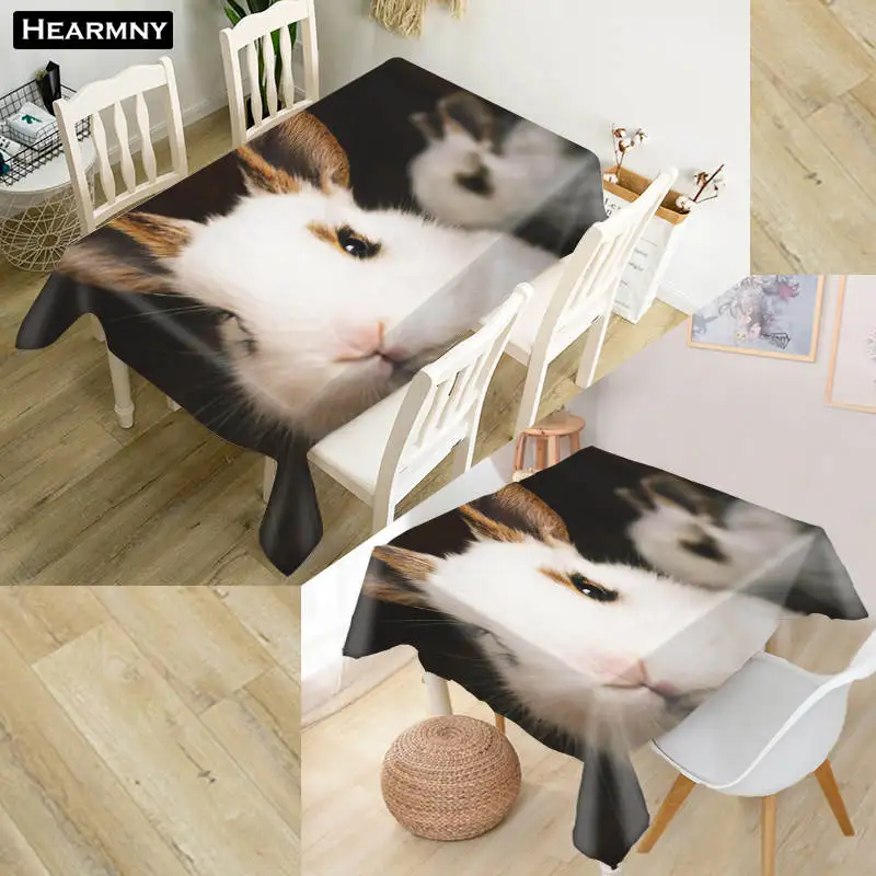 

New Custom Rabbit Animals Tablecloth Rectangular Party Table Covers Office Plain Kitchen Dining Table Decorations Home 140x250cm