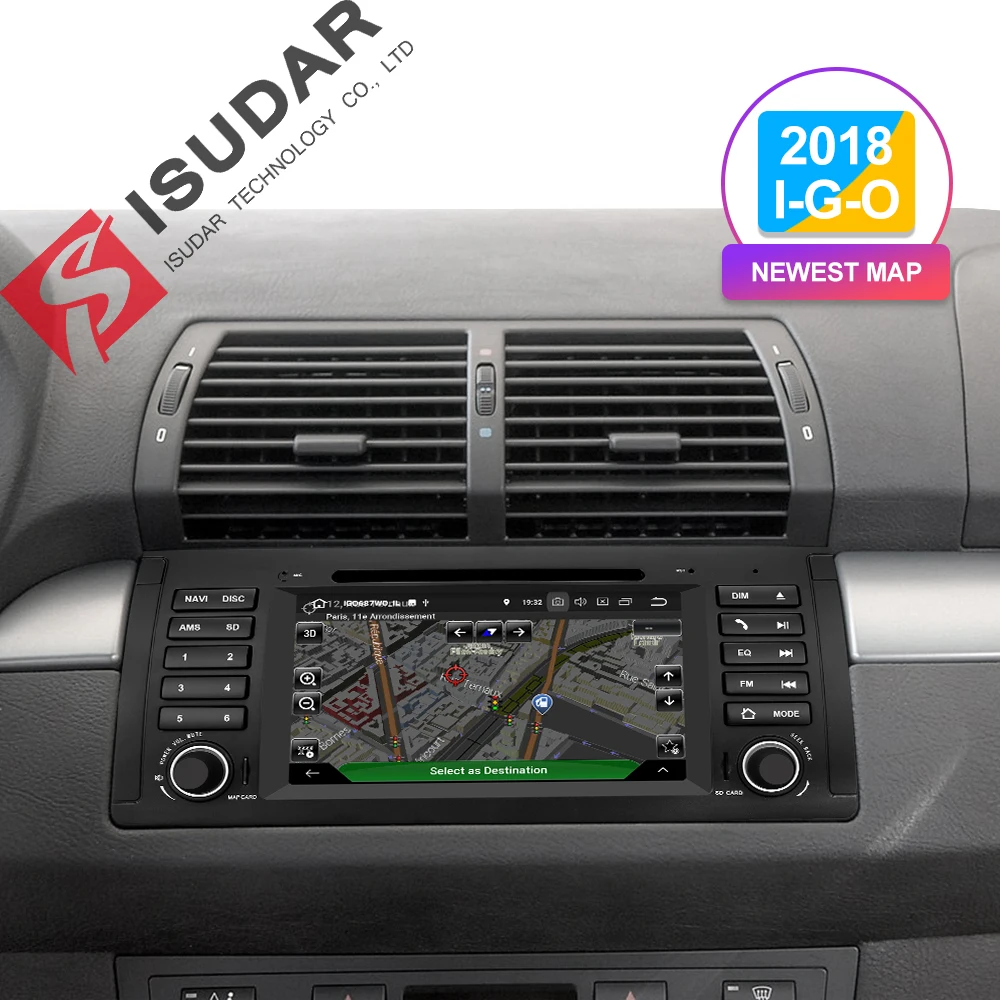 Flash Deal Isudar Car Multimedia player Android 9 GPS One Din DVD Player For BMW E39 5 Series M5 2GB RAM 16GB ROM Wifi Radio Mirror Link 1