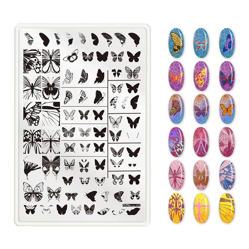 

WAKEFULNESS Butterfly Pattern Nail Stamping Plate Image Rectangle Painting Plate Nail Art Stencil Stamp Template Decorations