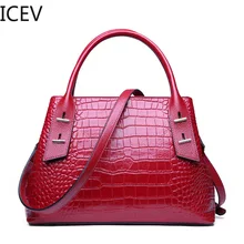 ICEV/Новые Модные простые женские кожаные сумки из кожи аллигатора, дизайнерские высококачественные сумки из натуральной кожи, Сумка с верхней ручкой, сумка-тоут