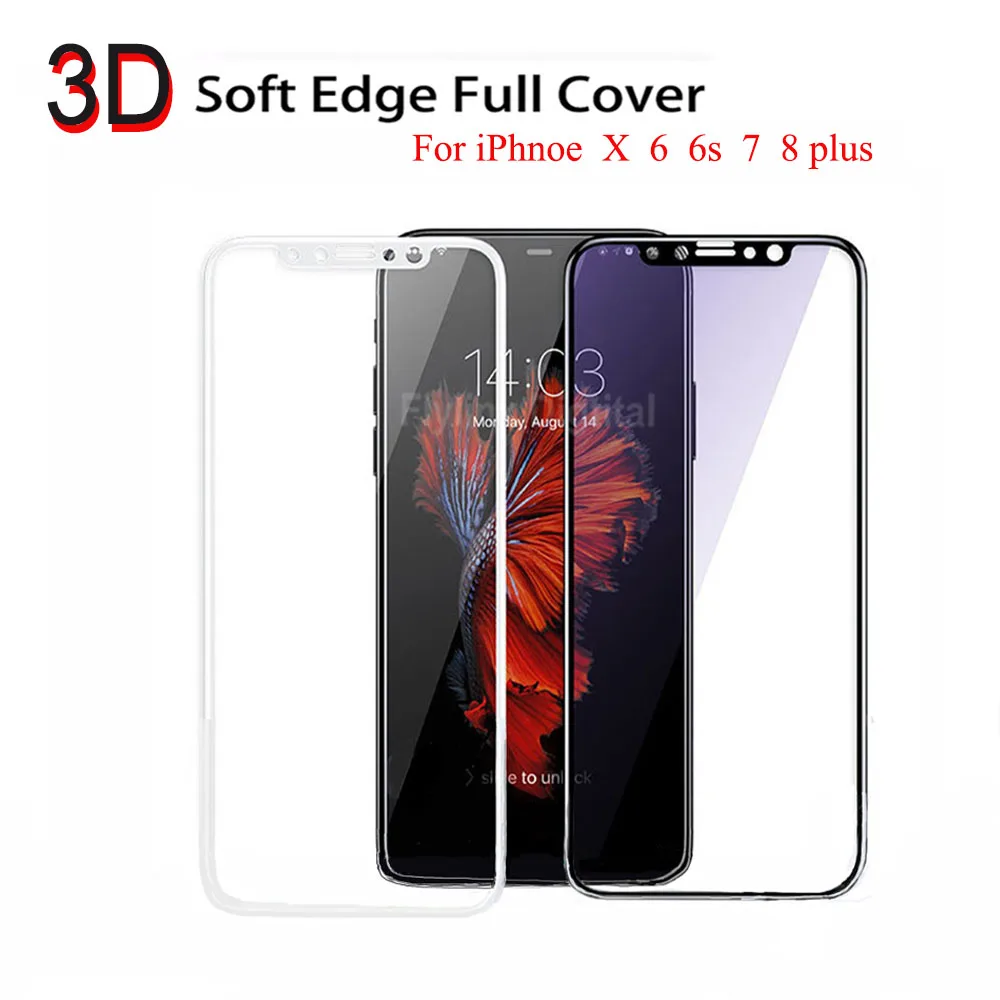 Защитное стекло закаленное 3D для iPhone X/7/6 S/8|Защитные стёкла и плёнки| |