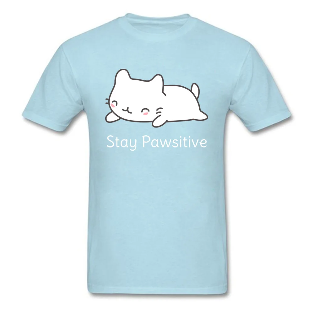 Kawaii Cat Pun 100% Cotton Men's Short Sleeve Tops Tees Printed On Mother Day T-Shirt 2018 New Fashion Crew Neck Top T-shirts Kawaii Cat Pun light