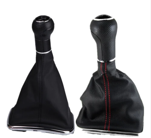 

12mm 5 / 6 Speed Car Gear Shift Knob Boot Cover For Volkswagen VW MK4 GOlf 4 BORA JETTA 4 GTI 1998-2005 Black Red Stitch