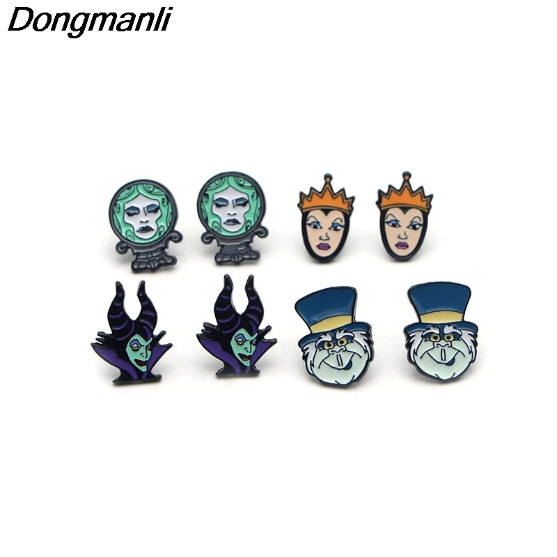 P2327 Dongmanli Maleficent queen волшебное зеркало мультяшная фигурка детские серьги для женщин Подарки для девочек серьги-гвоздики ювелирные изделия