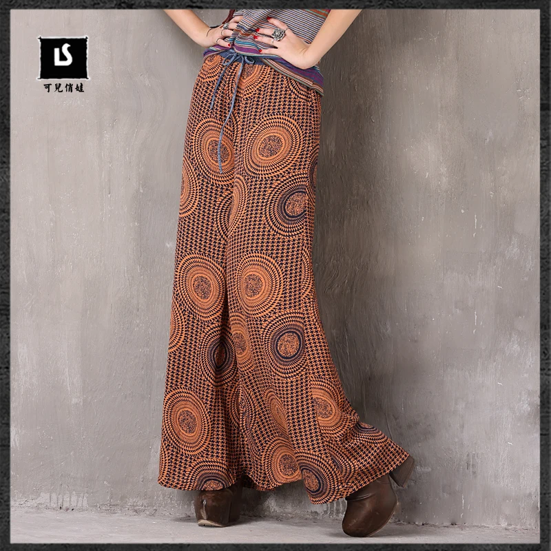 Women Boho Polyester Pant 2018 Keer Summer Vintage Loose Flower Cloth