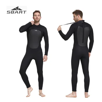 

Sbart 2019 New 3mm Men Neoprene Nylon Wetsuit Black Thicken Thermal Snorkeling Spearfishing One-piece Full body Diving Suit