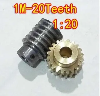 

1M-20T Reduction Ratio:1:20 Copper Worm Gear Reducer Transmission Parts Gear Hole:5mm Rod Hole:5mm