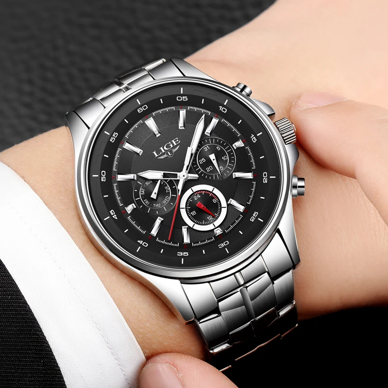 LIGE Mens Watches Top Brand Luxury Quartz Watch Men Waterproof Sport Watch Fashion Casual Military Clock Male Relogio Masculino
