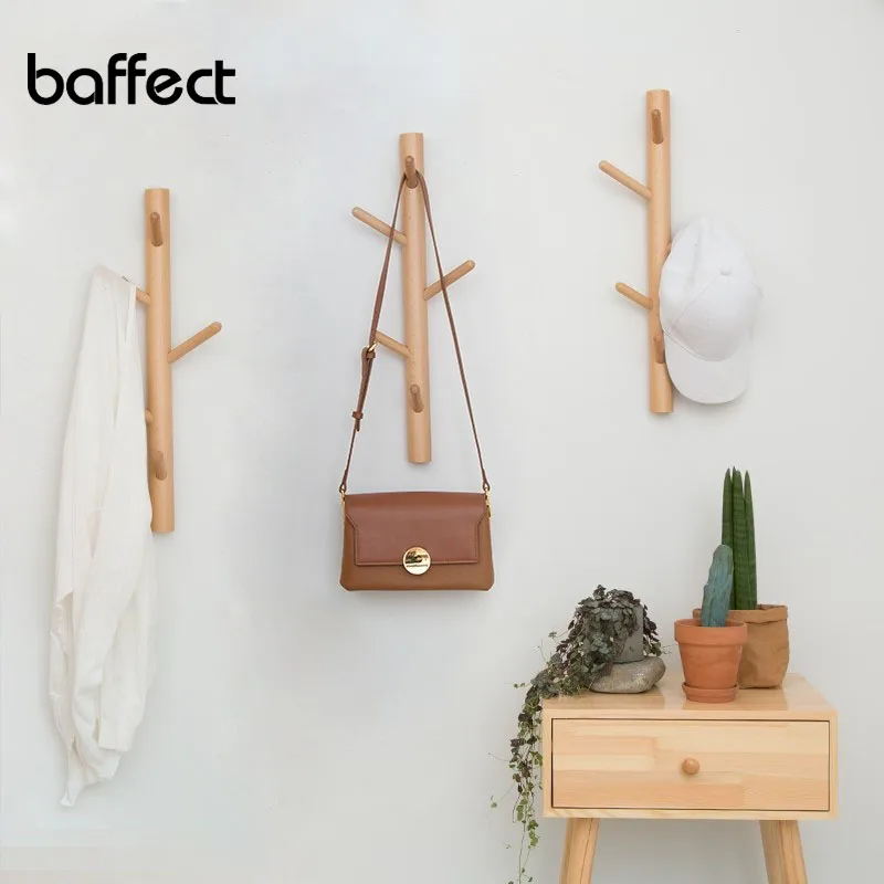 Baffect Wooden Wall Hanger For Clothes Bags Wall Hook Coat Hooks Multi