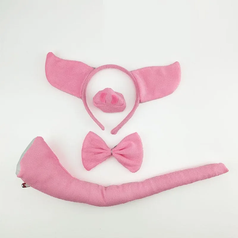 Pig Ears Headband Hairband Women Kid Animal Headband Cosplay Costume Tail Tie Paw Nose Props Halloween Christmas