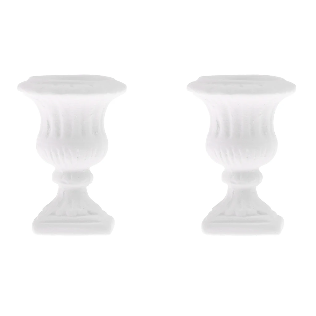 3.5cm 2Pcs 1/12 White Ceramic Flower Pot Dollhouse Miniature Garden Decoration for Dolls House Accessories