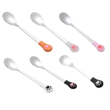 

Stainless Steel Spoon with Long Handle Coffee Milk Dessert Tea Scoops Home Kitchen Tableware Tool