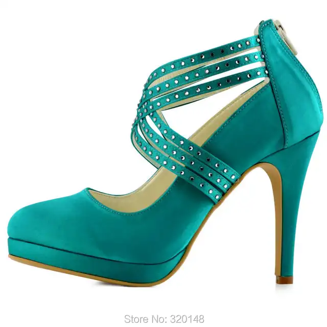 teal satin shoes