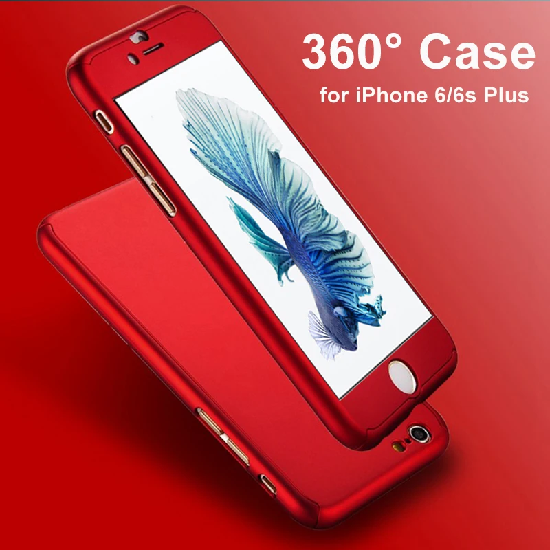  Ultra Thin 360 Case+ 9H Tempered Glass Screen Protector for Capinhas iPhone 6 7 6S 7 Plus Phone Case Full Body Cover Fundas Capa 
