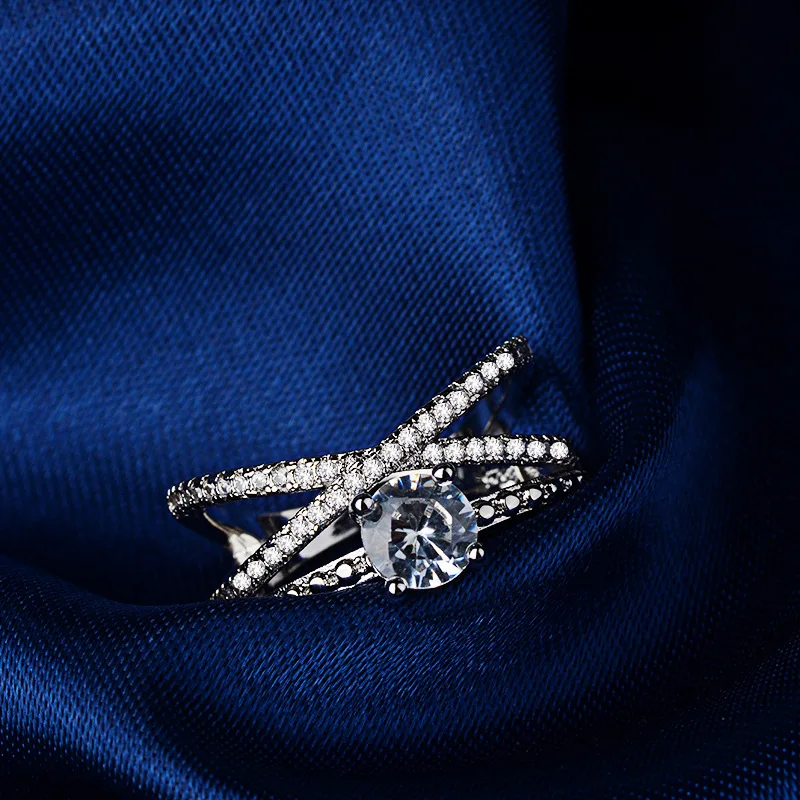 cross cubic zirconia wedding band rings jewelry (2)