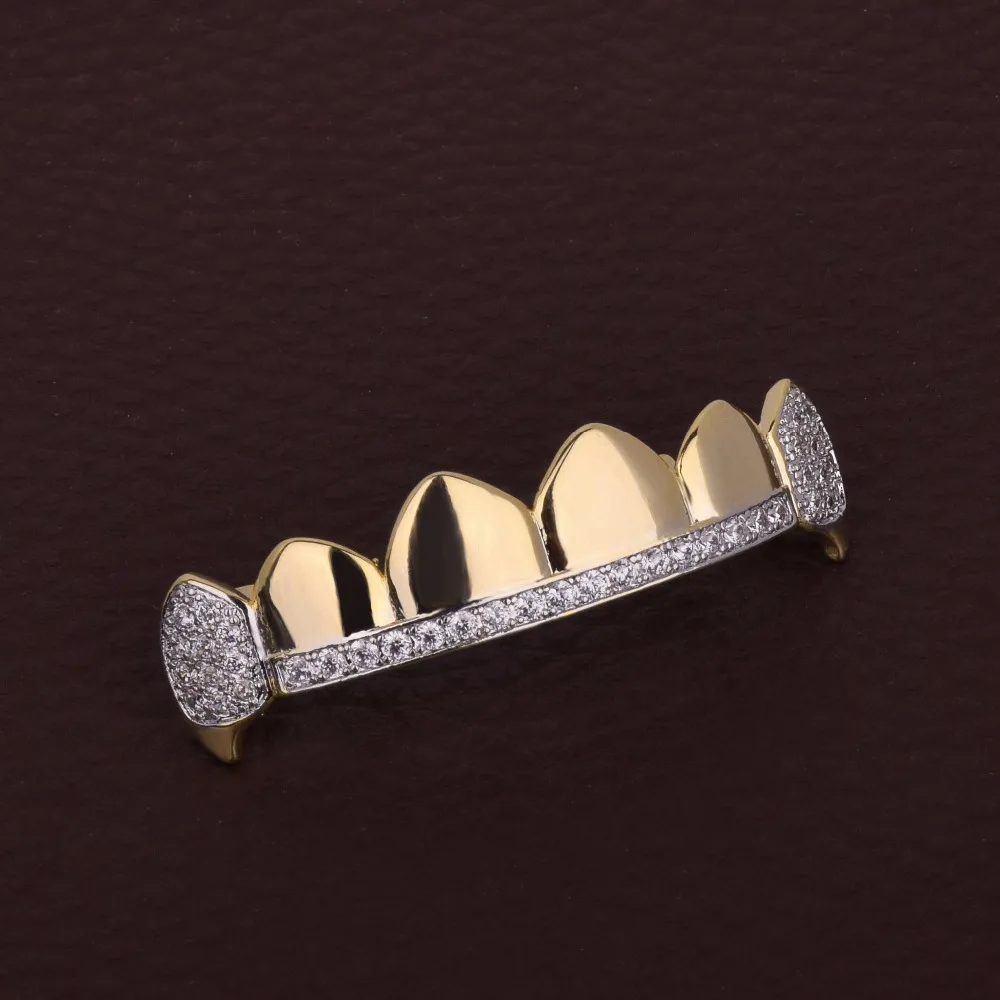 Хип-хоп my Grillz зубы со льдом Циркон Клык Рот Зубы шапки Топ и низ набор зубов для мужчин и женщин Зубы вампира Модные ювелирные изделия