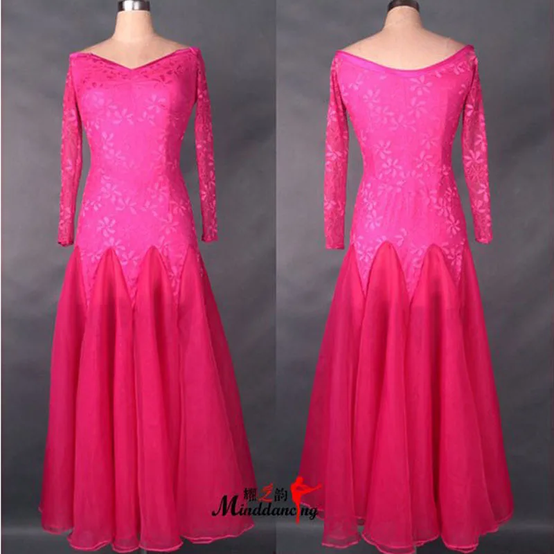 

New ballroom dance costume sexy flower Deep V neck Velvet ballroom dance dress for ballroom dance competition long dress 5colors