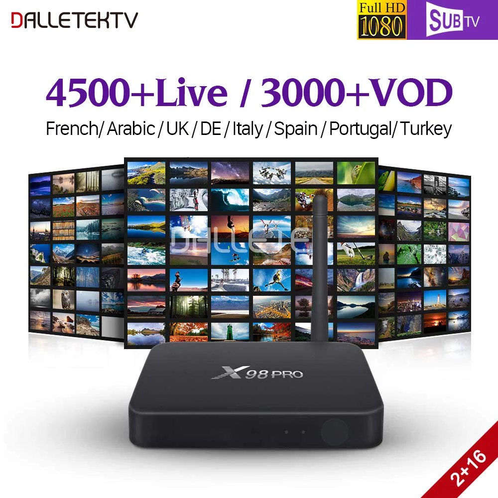 

Full HD France IPTV Box X98P SUBTV IPTV Subscription Android 6.0 TV Receivers IPTV France Arabic Portugal Turkey Poland Canada