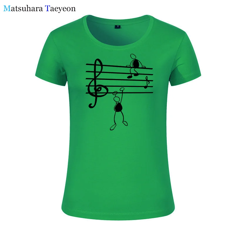Модная женская одежда с музыкальными нотами, футболка с забавным принтом, Женский Топ с коротким рукавом, женские топы, брендовая футболка для - Цвет: 15