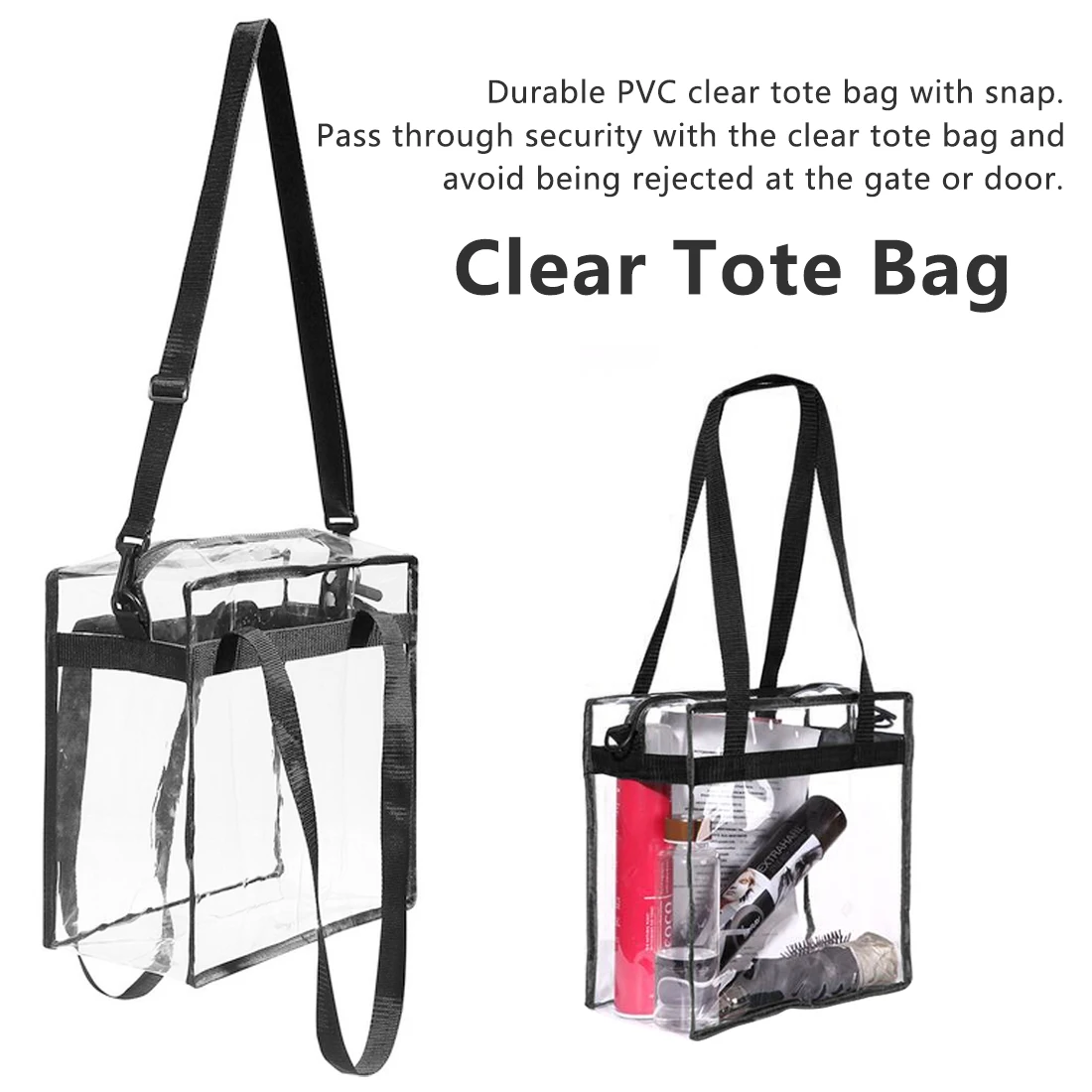 

PVC Transparent Shopping Bag Shoulder Handbag Stadium Approved Environmentally Storage Bags Clear Storage Bags Tote Bag