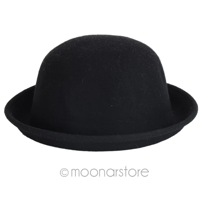 Женские шляпы Fedoras, винтажные шляпы Fedora Chapeau Feutre, зимние фетровые Sombreros de fieltro, однотонные шляпы Fedoras, шапки Cappello Bombetta - Цвет: Черный