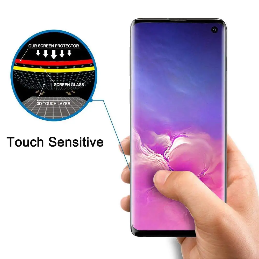 

10pcs/lot tempered glass For Samsung galaxy S10 PLUS S10E S9 S8 NOTE 10 Pro screen protector fingerprint Unlock flim Full cover