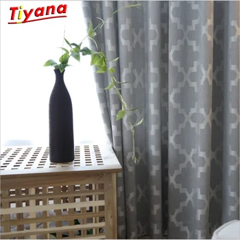 

European Grey Pink Blackout Curtain Living Room Decoration Bedroom Balcony Solid Geometric Curtain Blind Brown Geometric *15