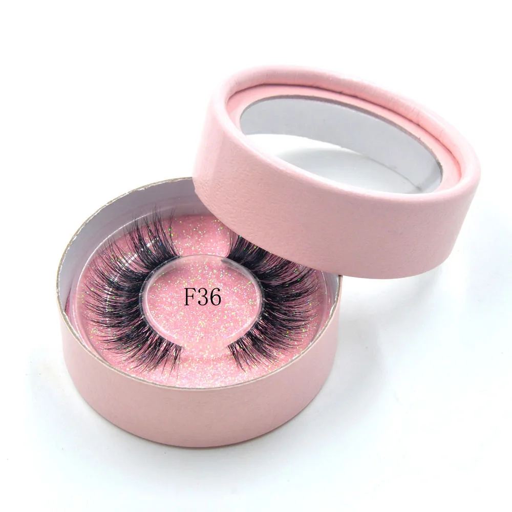 pink F36 3D норковые ресницы накладные ресницы тонкие прозрачная полоса высокое качество повторное использование 10-25раз Роскошные жестокости ресницы логотип на заказ - Цвет: pink F36