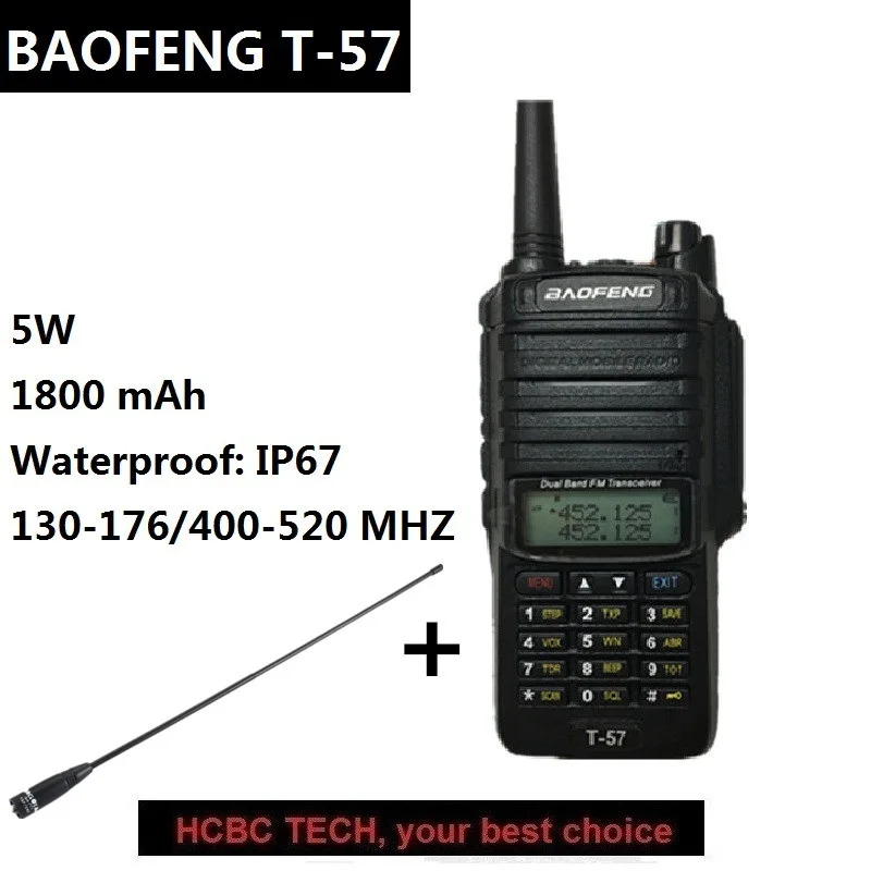 BAOFENG T-57 водонепроницаемый IP67 10 км портативная рация Профессиональный UHF VHF двойной PTT портативный CB радиостанции UV-9R BAOFENG T57 - Цвет: add antenna